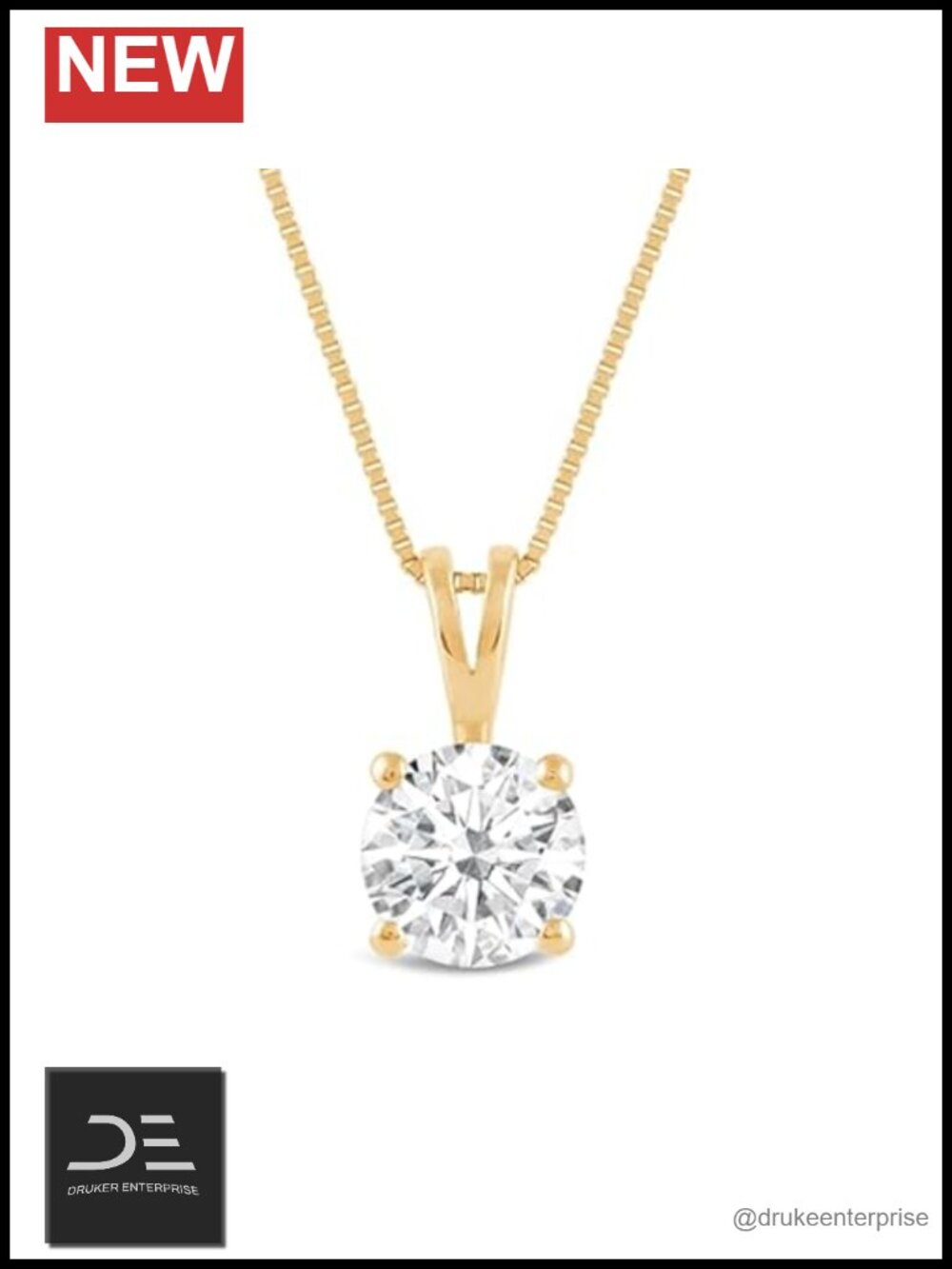 14K Yellow Gold Lab Grown Diamond Pendant Necklace 1.0 Carat